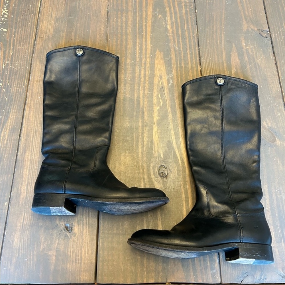 Women's Frye Black Leather Riding Boots Size 7.5
